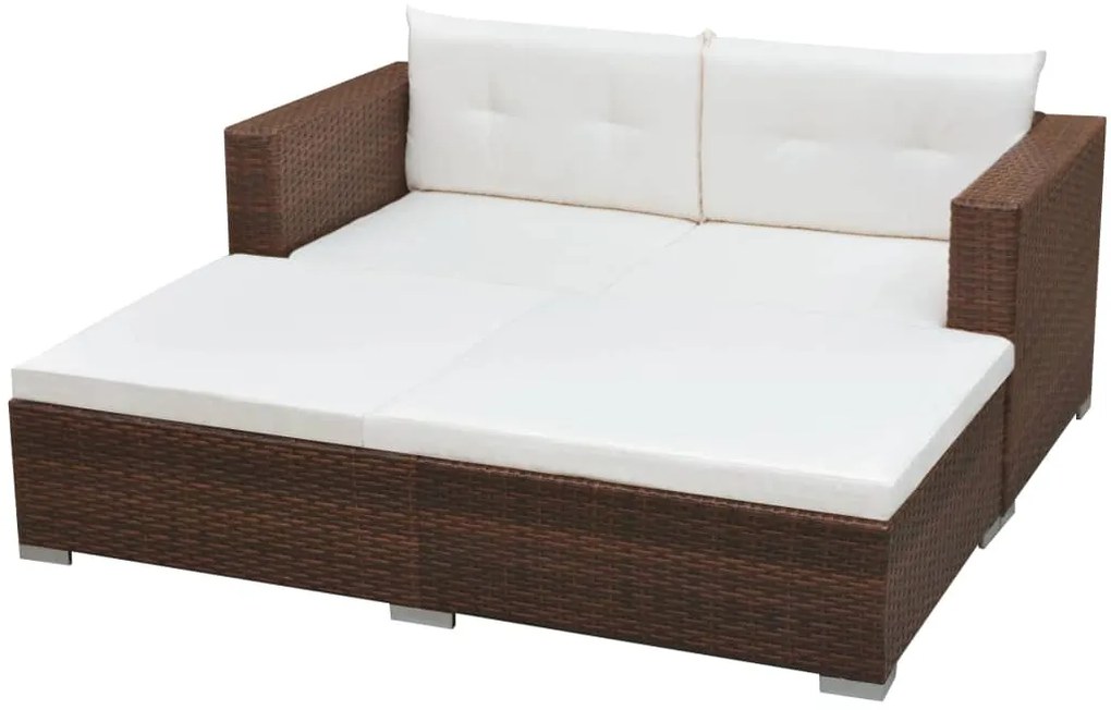 Set Divani da Giardino 3 pz con Cuscini in Polyrattan Marrone