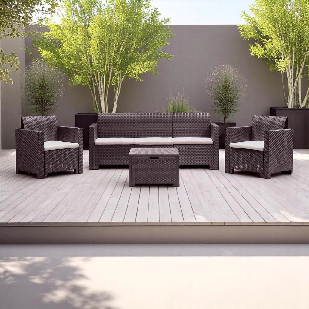 NEBRASKA - salotto da esterno in wicker 3 posti con cuscini