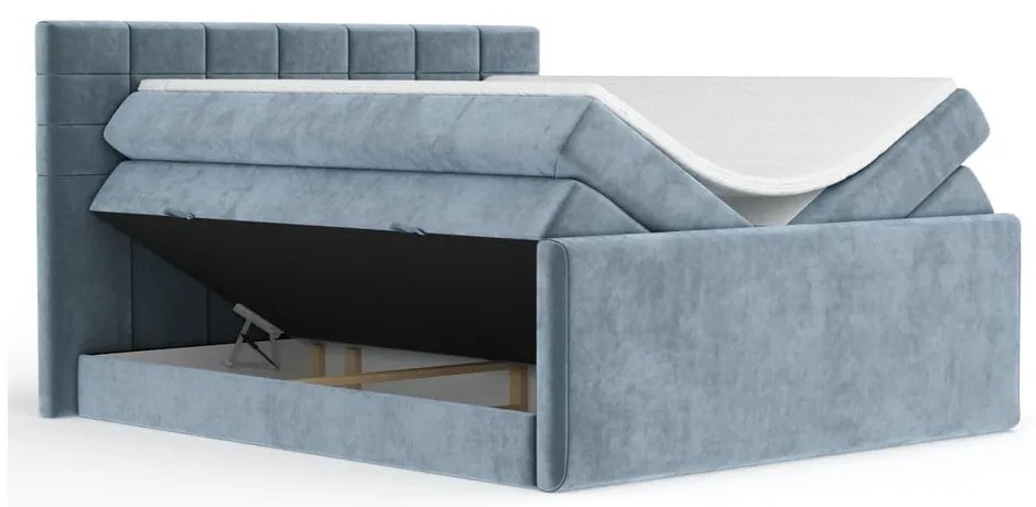 Letto boxspring blu con contenitore 180x200 cm Ava – Maison de Rêve