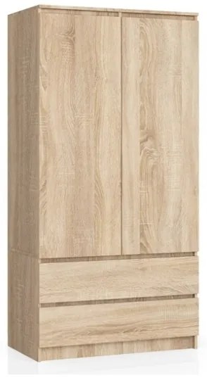 Armadio Guardaroba 2 Ante 2 Cassetti 90x50x180 Artika Rovere Sonoma