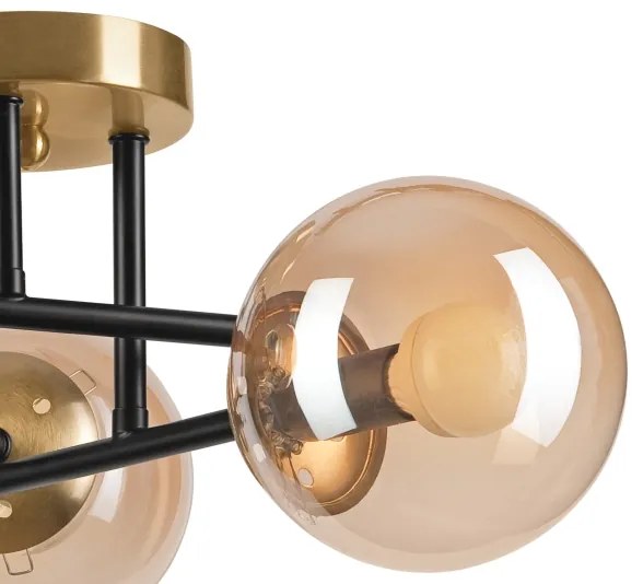 Lampadario a plafone MALENA 3xE14/5W/230V oro/nero/fumé beige