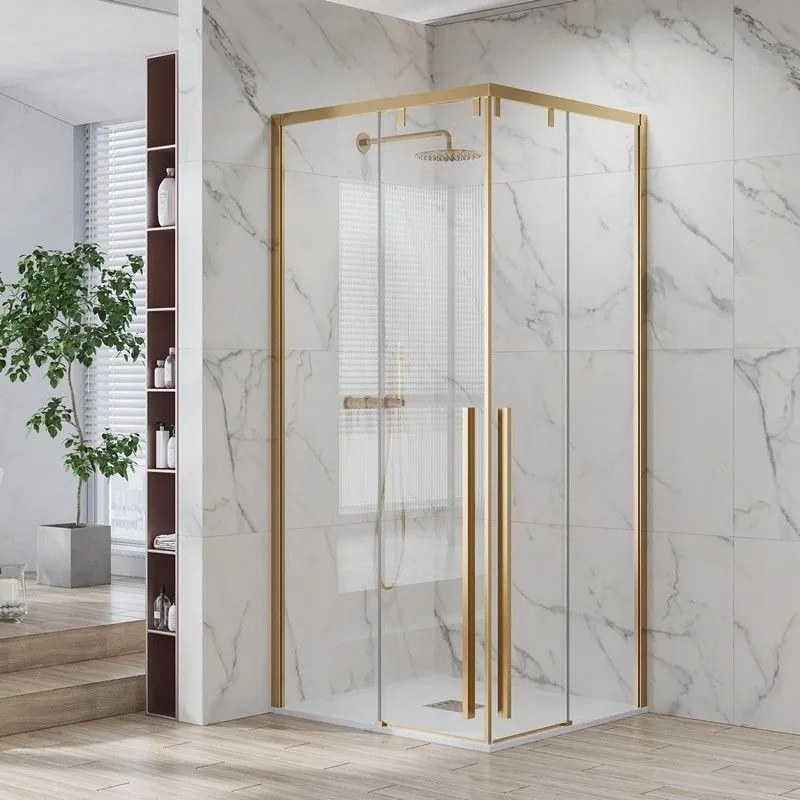 Kamalu - Box doccia 70x70 colore oro satinato doppio scorrevole vetro 8mm | KSA1000G