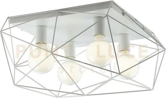 Plafoniera abraxas bianca 4 luci attacco e27 41,7x40x26,5cm in metallo