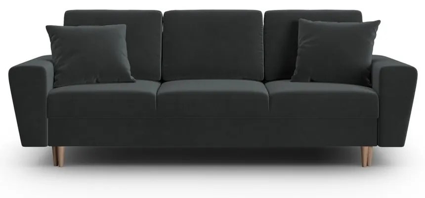 Divano grigio scuro allungabile e con contenitore con rivestimento in velluto 235 cm Kyoto – Cosmopolitan Design