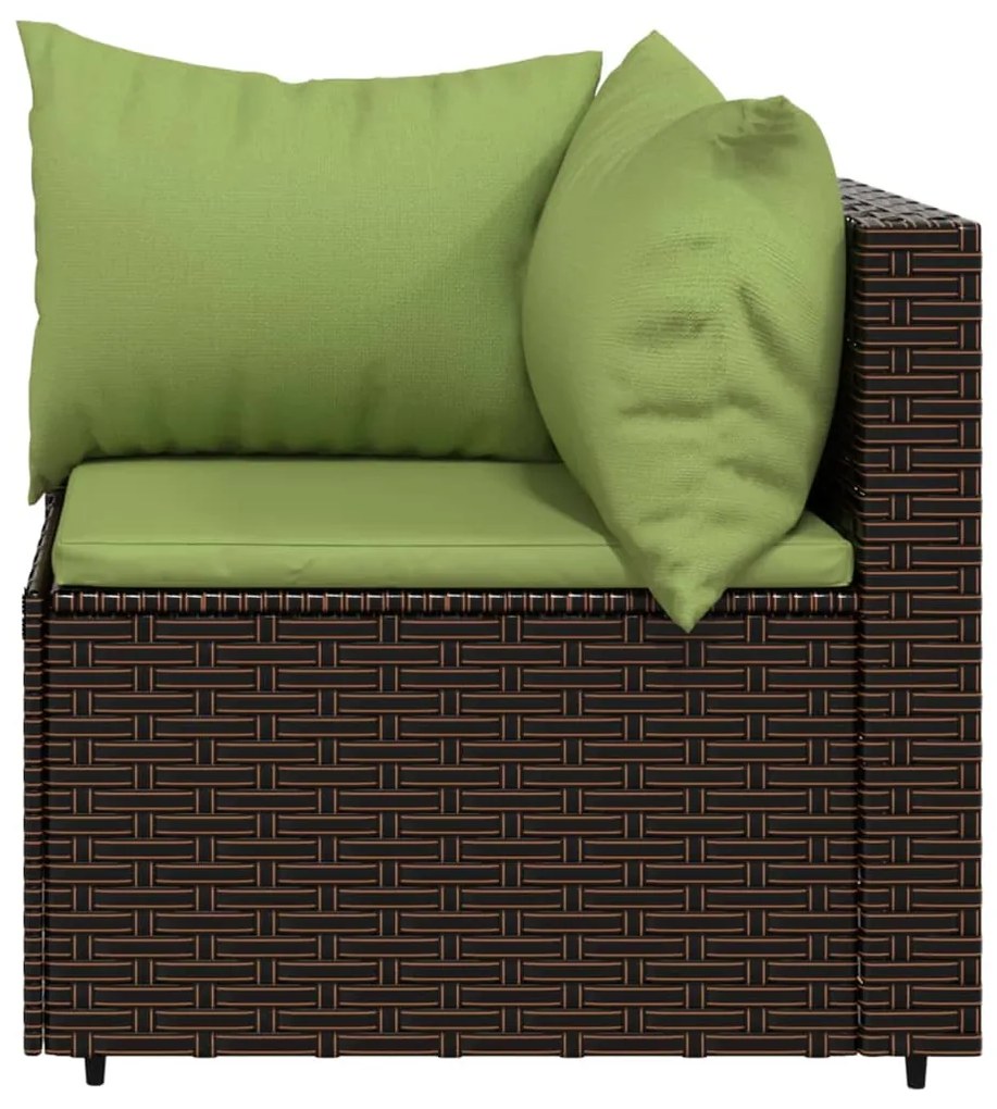 Set mobili da giardino 4 pz con cuscini in polyrattan marrone
