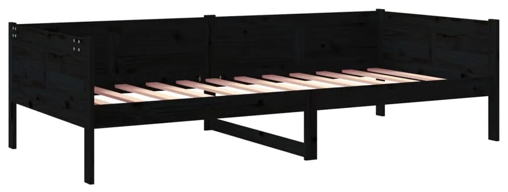 Dormeuse nera in legno massello di pino 80x200 cm