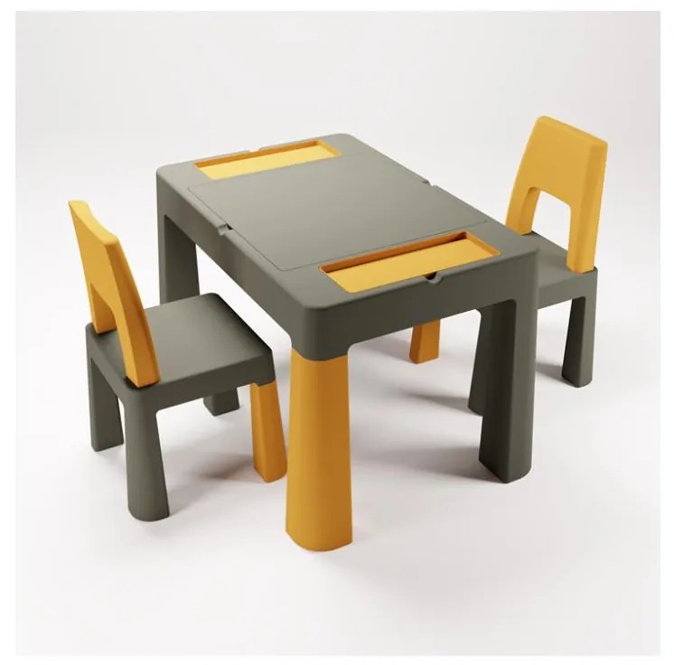 TEGA BABY - Set tavolo e sedie per bambini, grigio/giallo