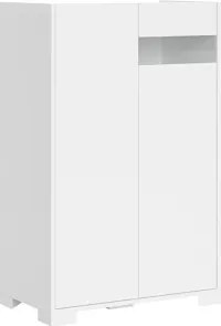 Credenza a 2 ante ROJAS Bianco Lucido con inserto in vetro Fumč 70x110 cm