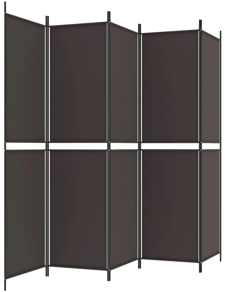Divisorio a 5 pannelli marrone 250x200 cm in tessuto