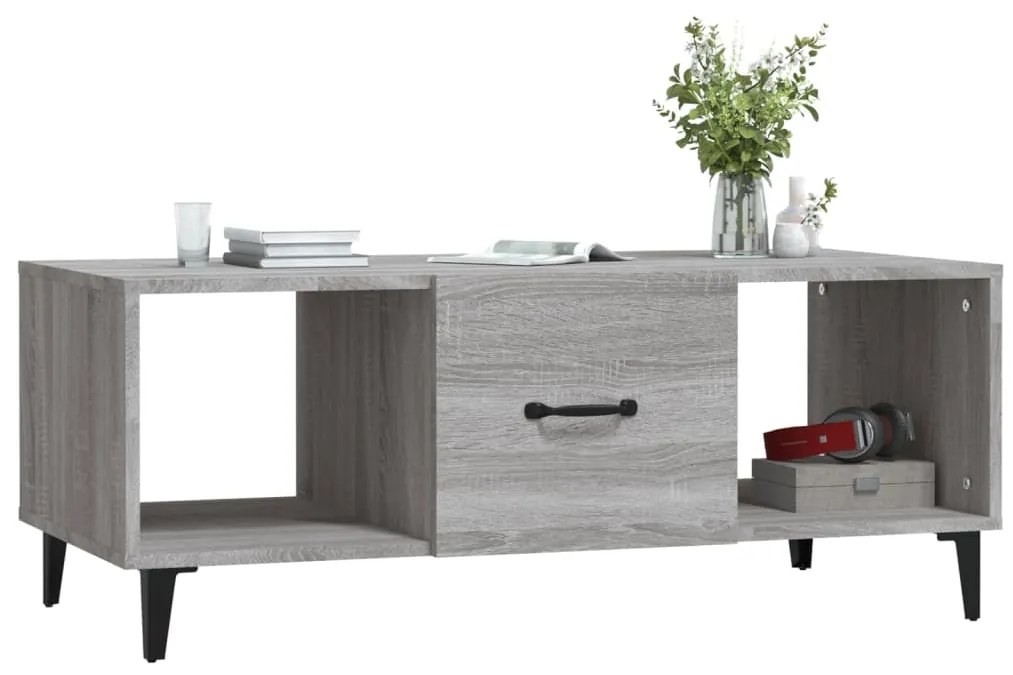 Tavolino da salotto grigio sonoma 102x50x40cm legno multistrato