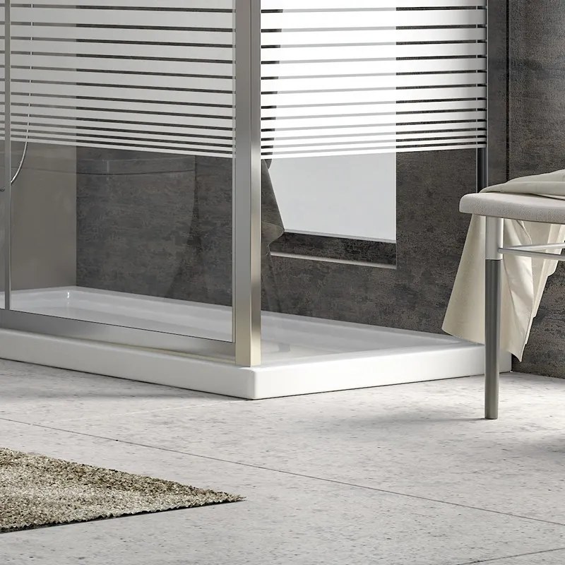 Kamalu - Box doccia 170x80 laterale fisso 80cm vetro serigrafato altezza 180cm  K410NS