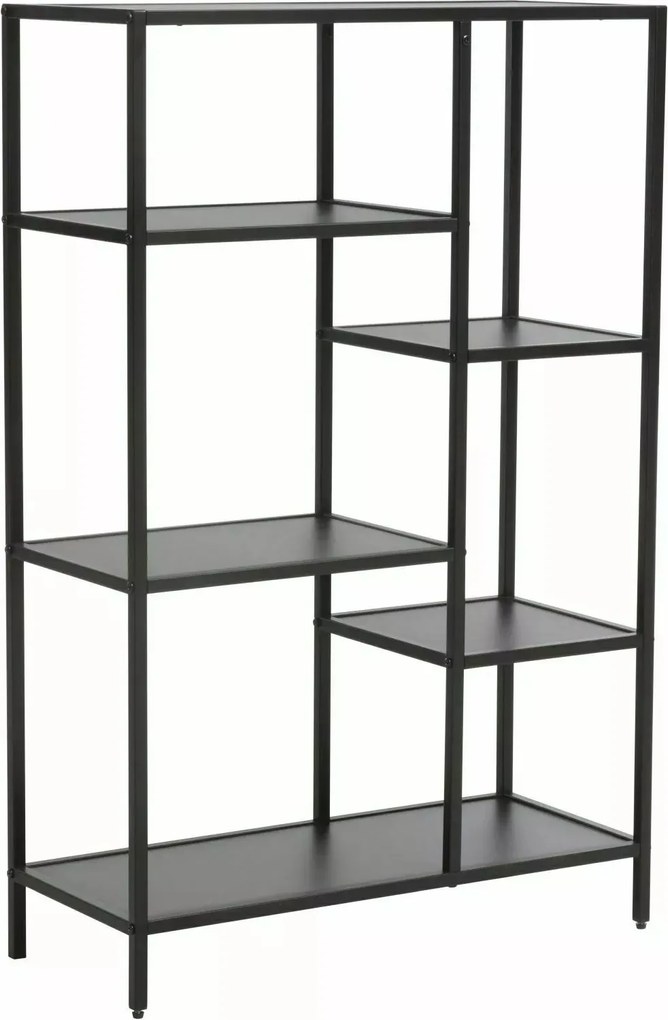 Libreria Costa B in metallo nero con ripiani in legno laminato nero – 70x30x109 cm
