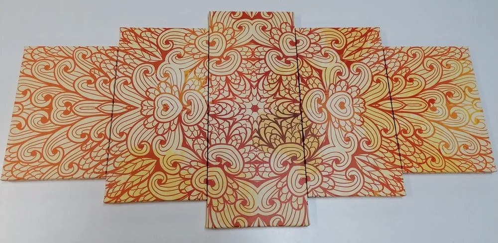 Quadri 5 pezzi – Mandala etnica dorata