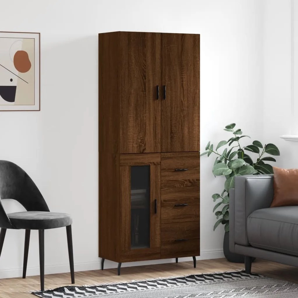 Credenza Rovere Marrone 69,5x34x180 Cm İn Legno Multistrato /