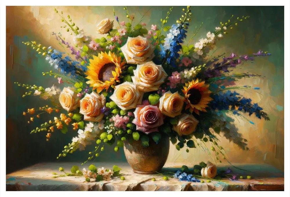 Quadro su tela – Bouquet floreale romantico