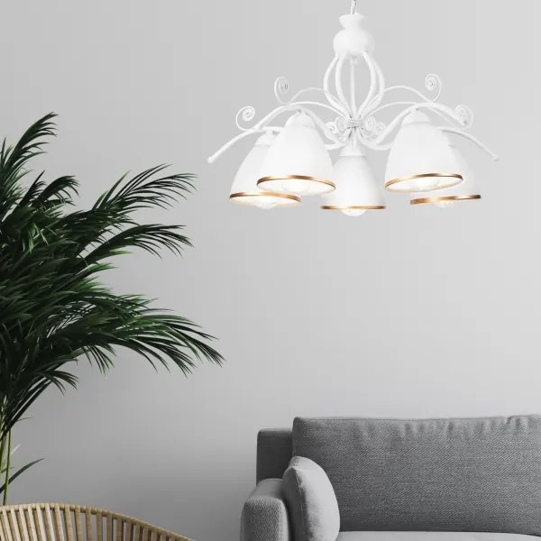 Lampadario a sospensione con catena RETRO II 5xE27/60W/230V bianco