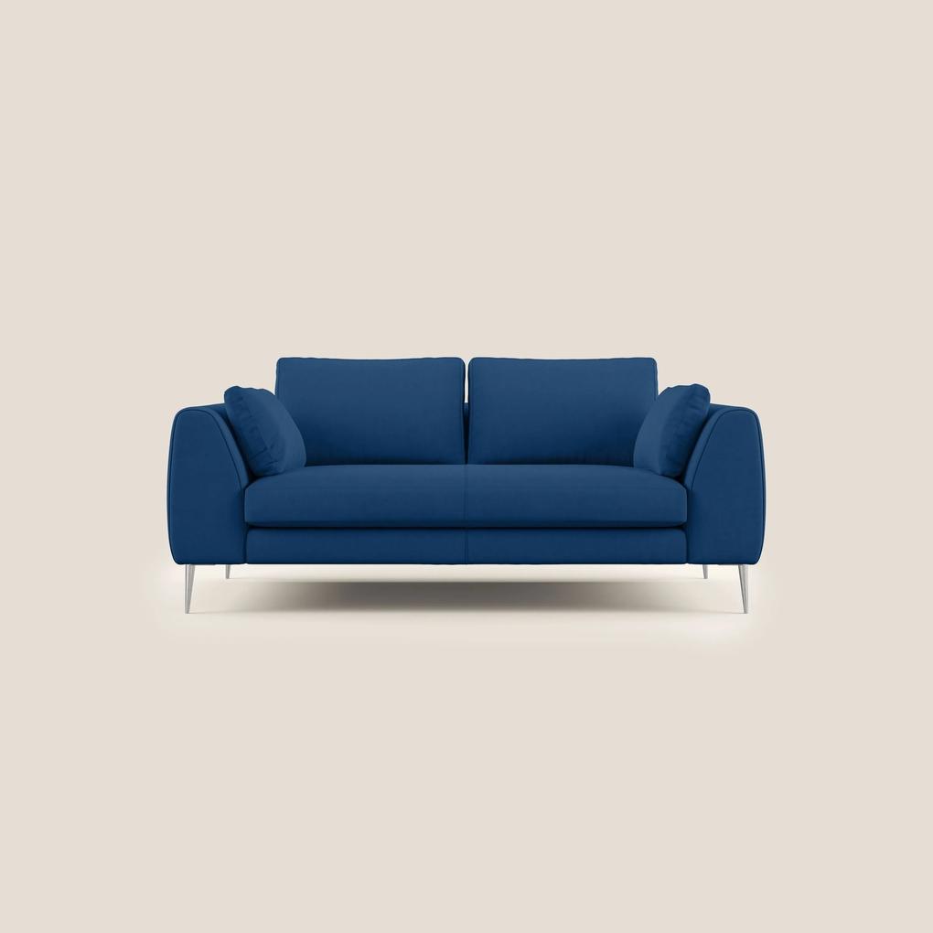 Plano divano moderno in microfibra tecnica smacchiabile T11 blu 216 cm