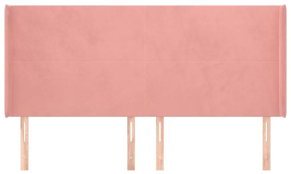 Testiera ad orecchio rosa 183x16x118/128 cm in velluto