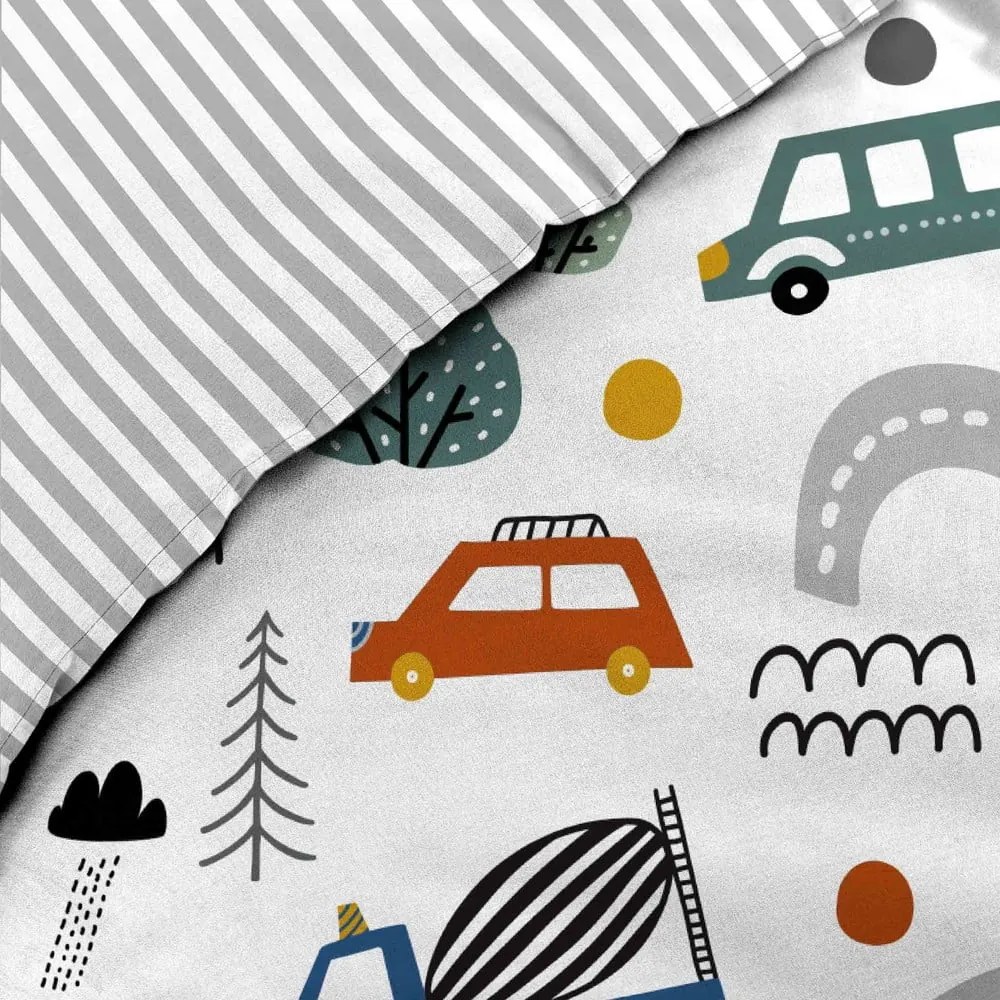 Set copripiumino e federa da bambini bianco in cotone per letto singolo 140x200 cm Pti Bolide – douceur d'intérieur