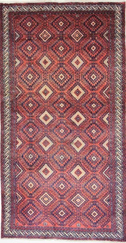 Beluch Tappeto persiano 110x210 Rosso (Iran) Annodato A Mano
