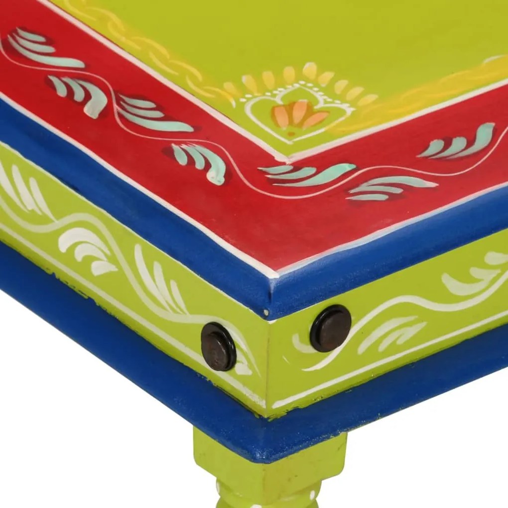 Tavolino salotto verde dipinto a mano legno massello di mango