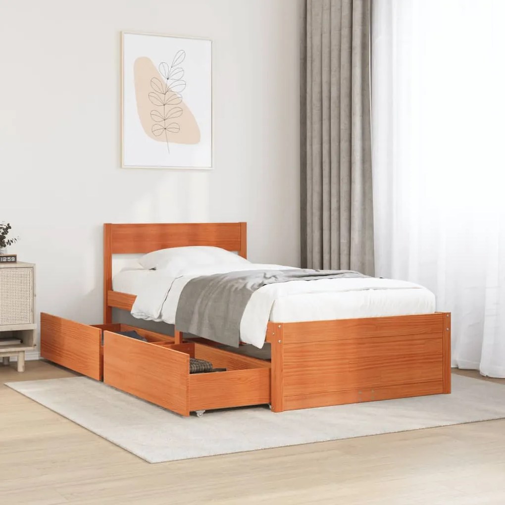 Letto senza materasso marrone cera 90x190 cm in legno di pino