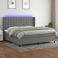 Letto a Molle Materasso e LED Grigio Scuro 200x200cm in Tessuto cod mxl 63420