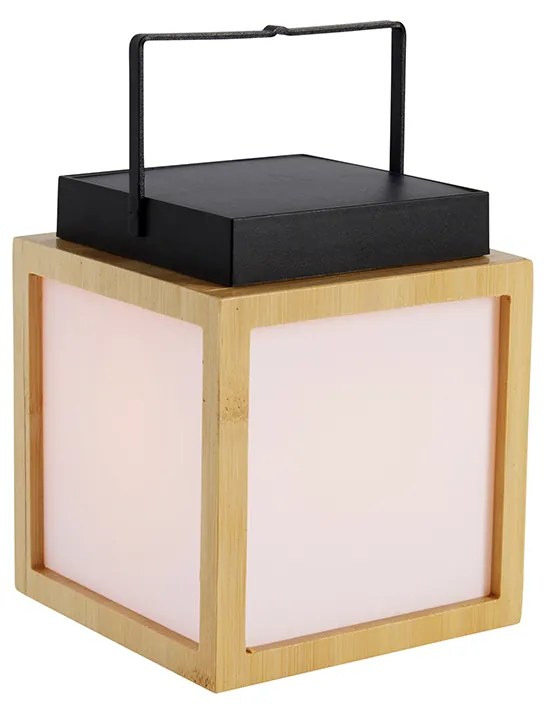 Lampada da tavolo in bambù con effetto fiamma con LED IP44 ricaricabile a energia solare - Vega