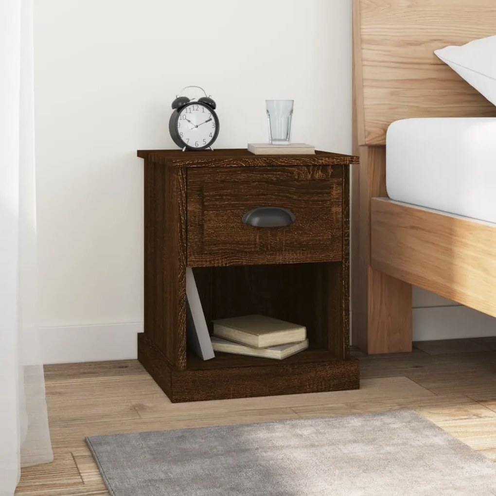 Comodini 2 Pz Rovere Marrone 39x39x47,5 Cm İn Legno Multistrato /