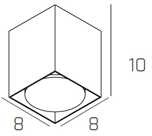 Plafoniera Moderna Cubica Plate Metallo Grigio 1 Luce Gx53 10Cm