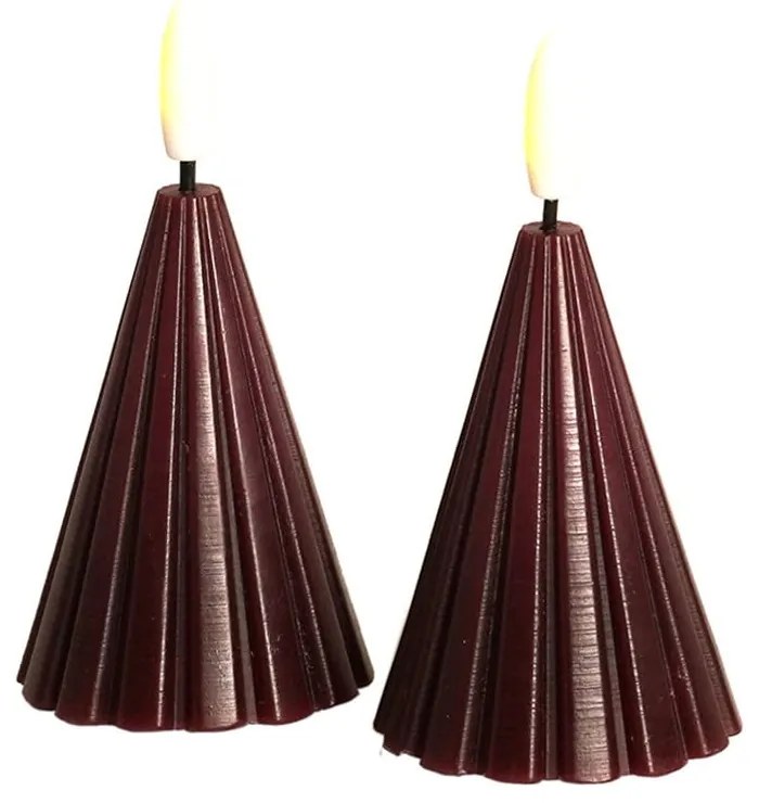 Decorazione natalizia luminosa burgundi 2 pz ø 6 cm Laura – Sirius