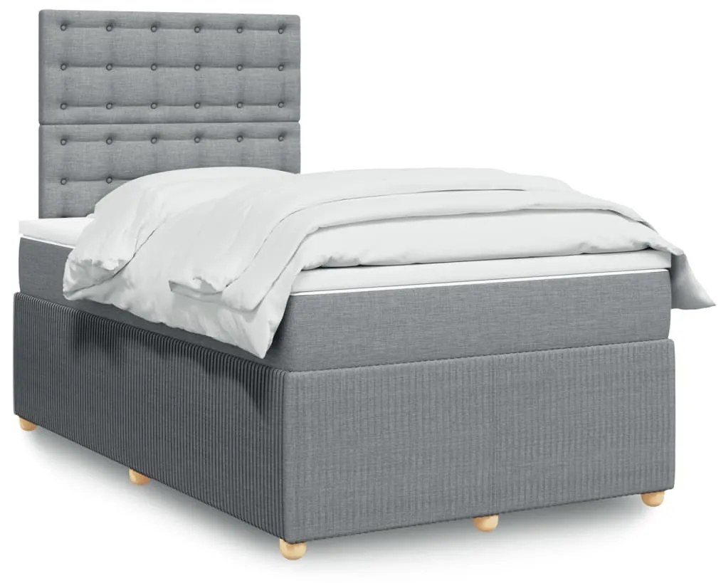 Giroletto A Molle Con Materasso Grigio Chiaro 120x200cm Tessuto /
