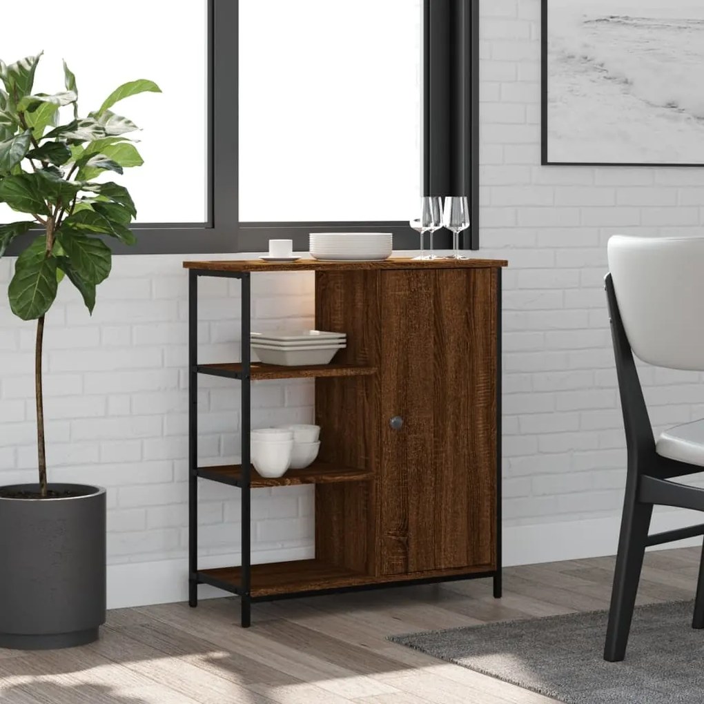 Credenza Rovere Marrone 70x30x80 Cm İn Legno Multistrato /