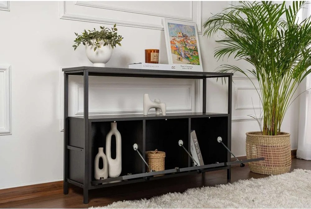 Tavolo consolle nero opaco 29,5x120 cm Solace – Kalune Design