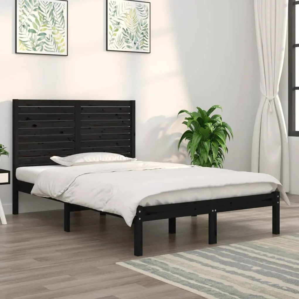 Giroletto Nero İn Legno Massello 135x190 Cm Double /