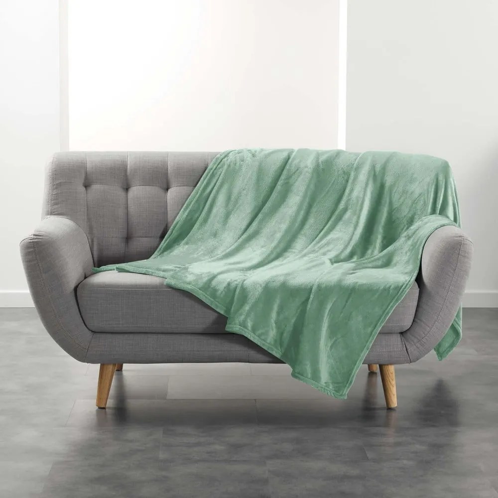 Coperta verde chiaro in microflanella 180x220 cm Flanou – douceur d'intérieur