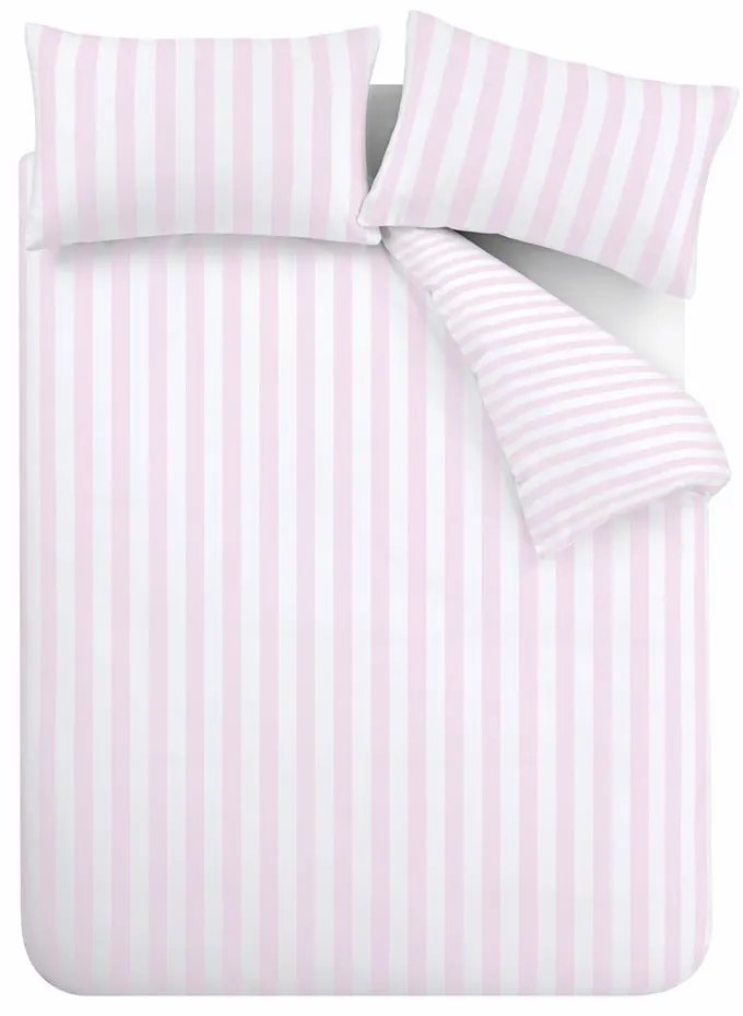 Set copripiumino e federa bianco e rosa per letto matrimoniale 200x200 cm Stripe Tease – Sassy B