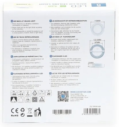 Aigostar - LED Plafoniera LED/6W/230V diametro 12,3 cm 4000K bianco
