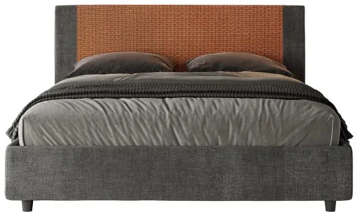 Letto matrimoniale senza rete imbottito 160x200 tessuto Labirinto 4 arancio Rosal