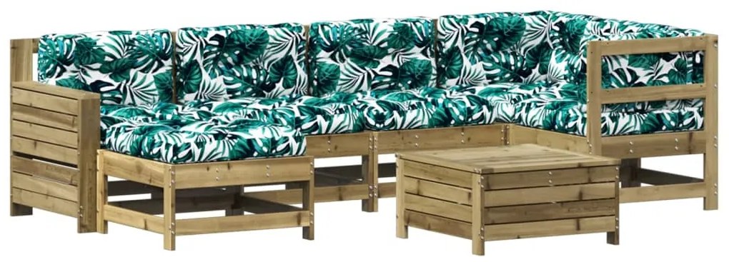 Set divani da giardino 7pz con cuscini legno impregnato di pino