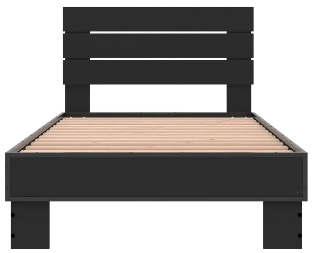 Giroletto nero 90x190 cm in legno multistrato e metallo