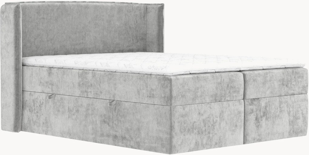 Letto boxspring in ciniglia fatto a mano con contenitore Skyline, H3