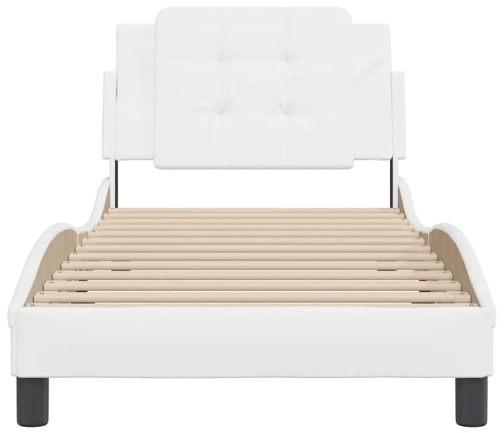 Giroletto con testiera bianco 90x200 cm in similpelle