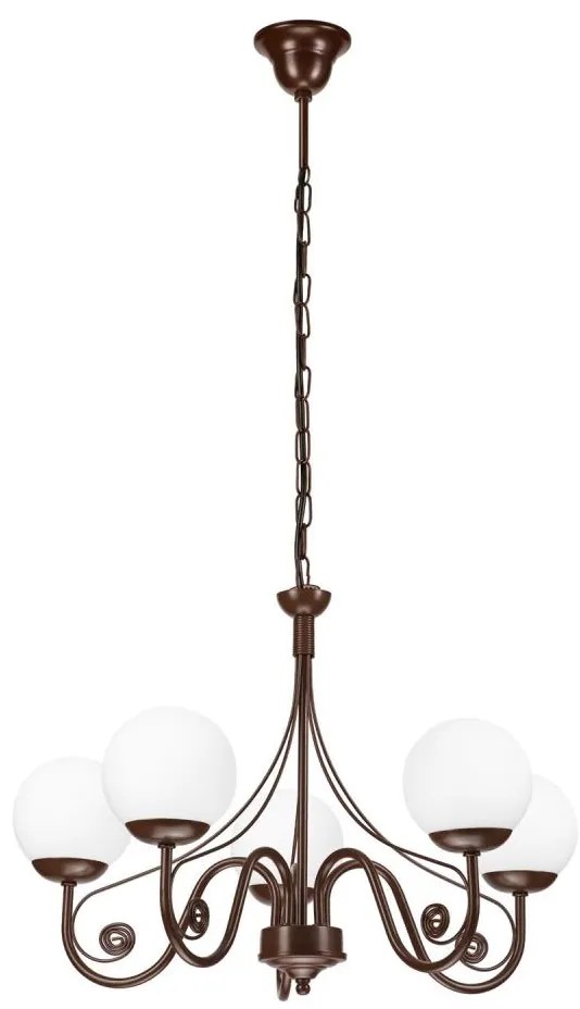 Brilagi - LED Lampadario a sospensione con catena COTTAGE 5xG9/40W/230V marrone/bianco