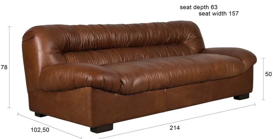 Divano marrone con rivestimento in pelle 214 cm Douglas – Dutchbone