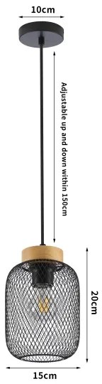Brilagi - Lampadario a sospensione BASKLITE 1xE27/15W/230V legno/nero