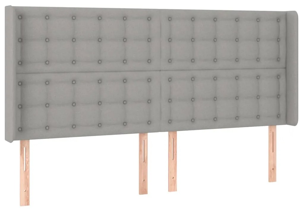 Testiera ad orecchio grigio chiaro 203x16x118/128 cm in tessuto