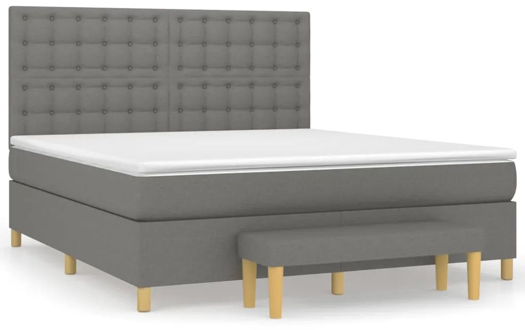 Giroletto a molle con materasso grigio scuro 180x200 cm tessuto