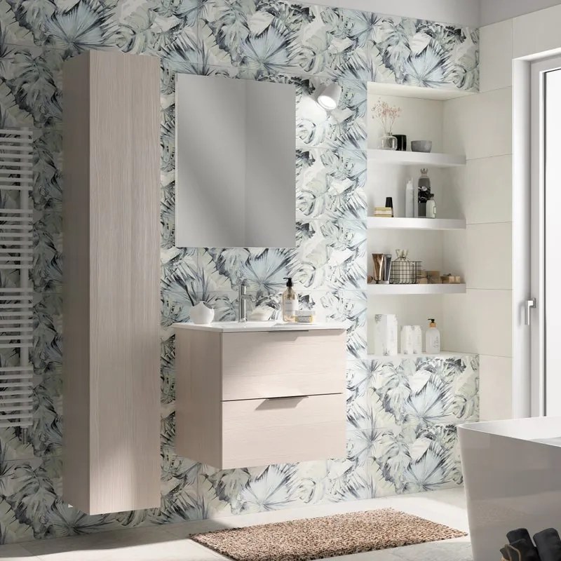 Colonna per mobile bagno Jnka SENSEA 1 anta P 32 x L 30 x H 180 cm legno larice bianco truciolare