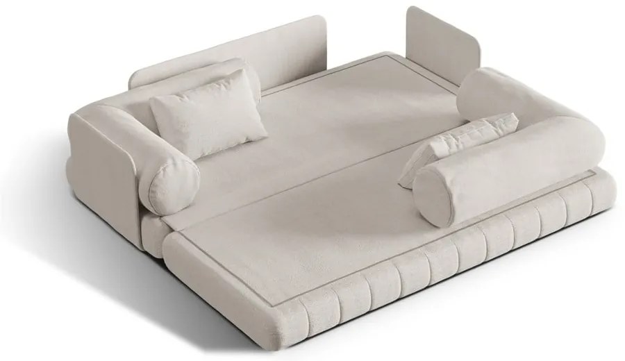 Divano beige allungabile con rivestimento in bouclé 206 cm Kemi – Cosmopolitan Design